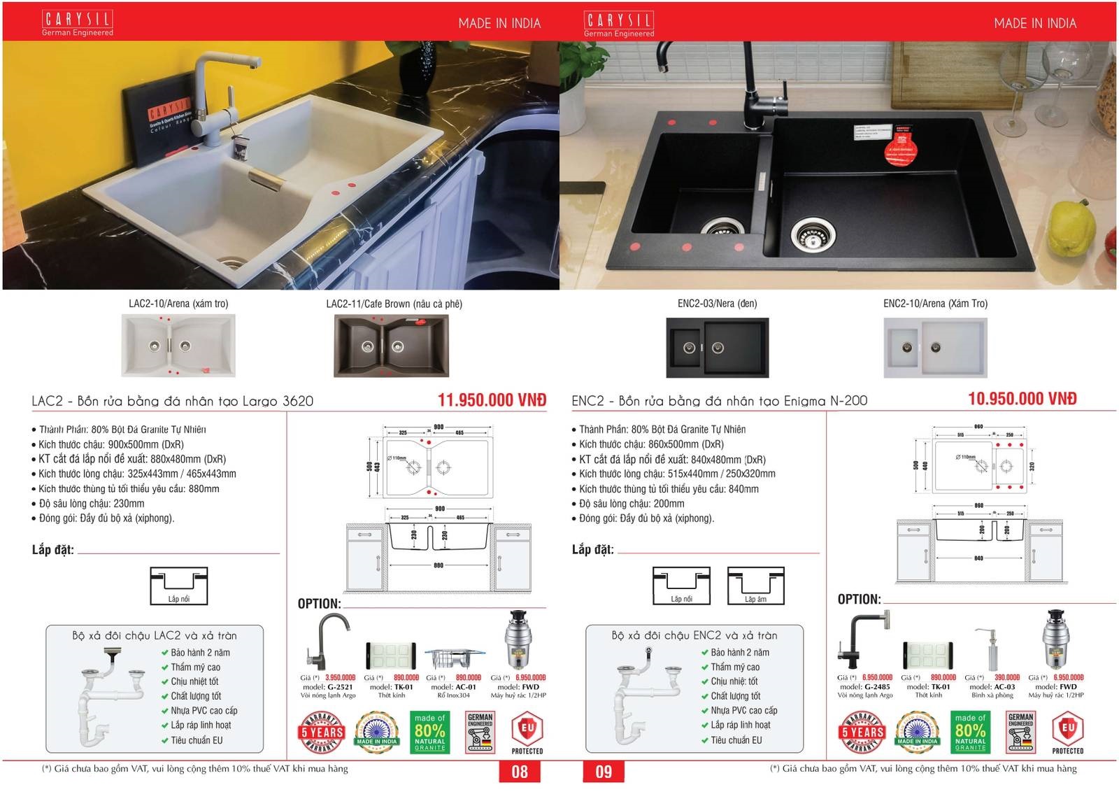 Bồn rửa chén CARYSIL Catalogue và Bảng giá mới nhất /Page 5